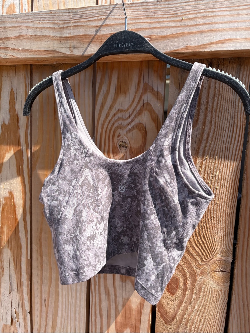 lululemon athletica Gray Snake-Print Cropped Athletic Tank